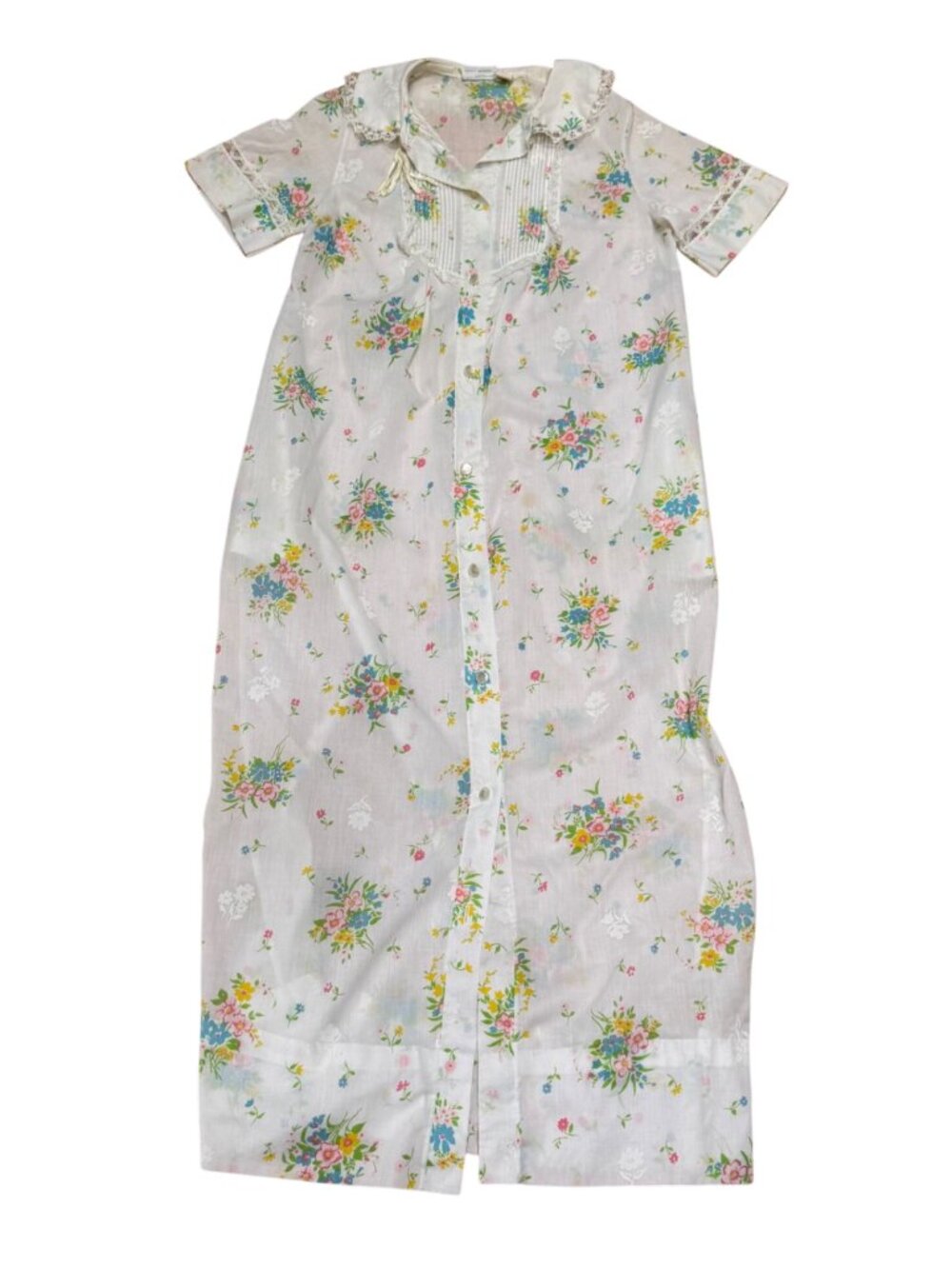 JC Penney Women's Housecoat 6-8P Petite Floral Button Front Vintage Bath Robe